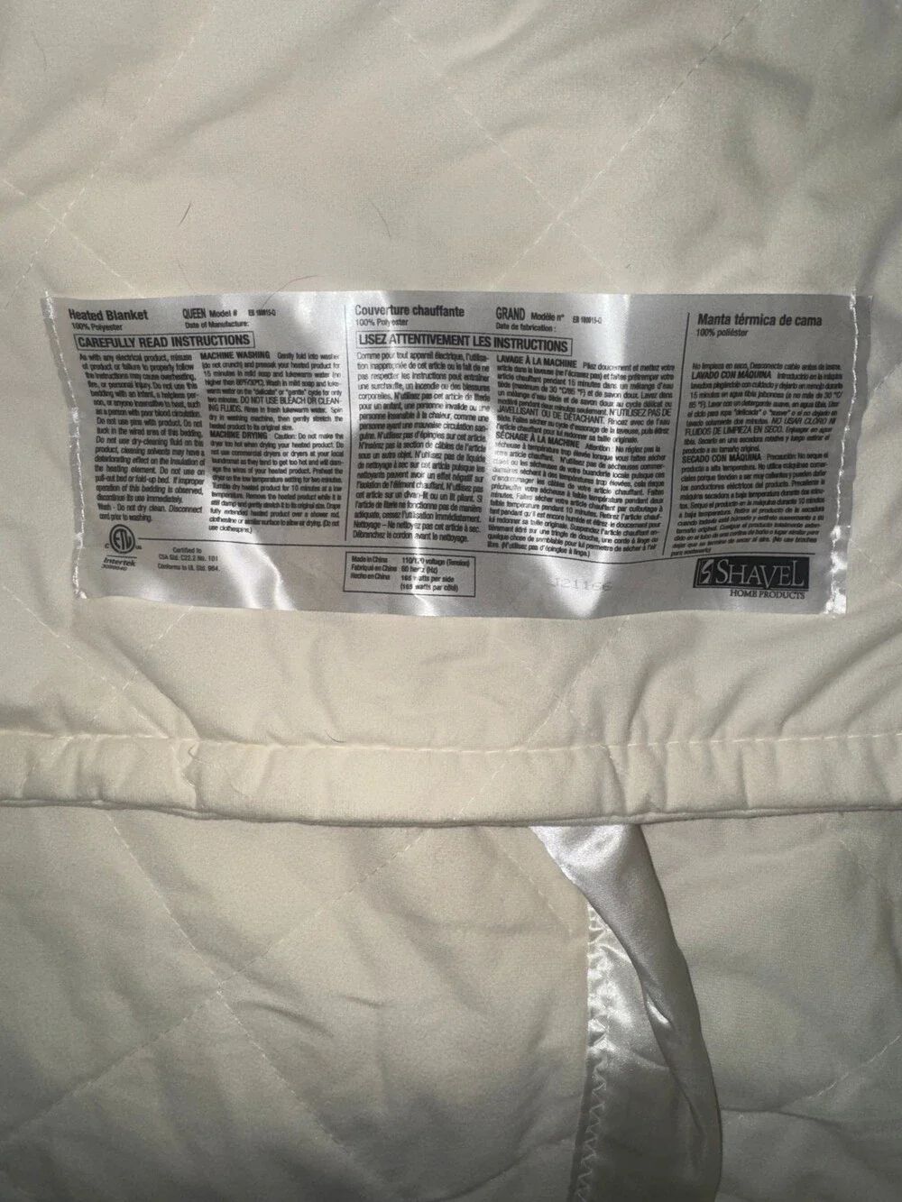 Shavel Electric Heated Blanket Beige with Controller